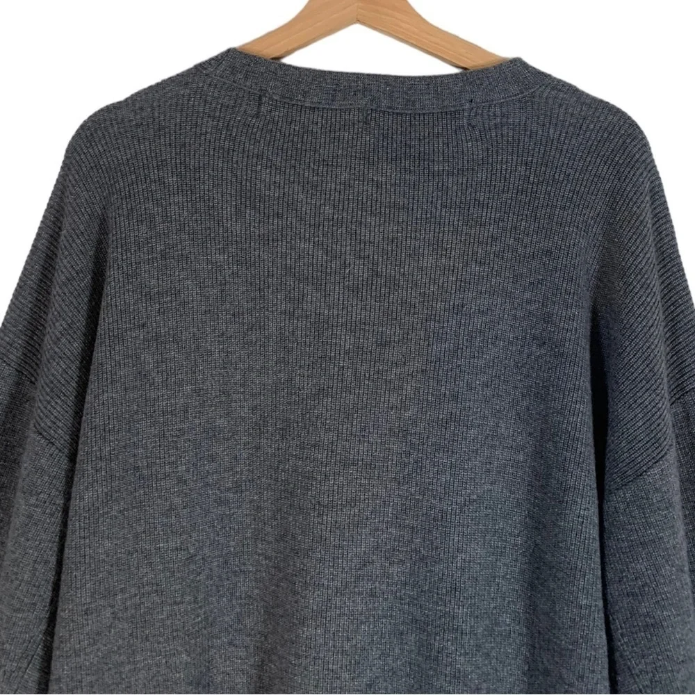 River Stone Rib Knit Crewneck Sweater In Charcoal Gray Size Large